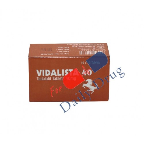 Vidalista 40 mg (Cialis by Eli Lilly is the famous brand in USA having salt Tadalafil.)