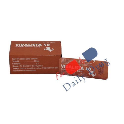 Vidalista 40 mg (Cialis by Eli Lilly is the famous brand in USA having salt Tadalafil.)